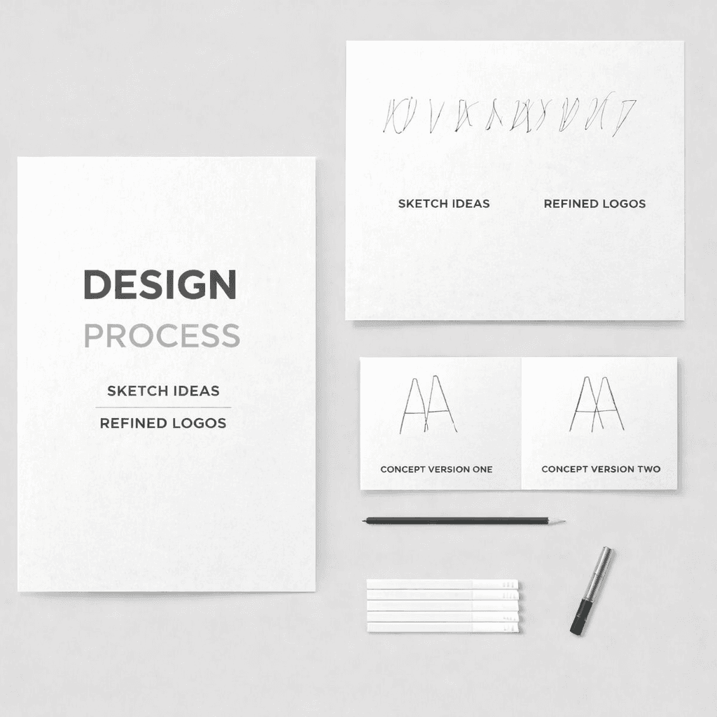 Design process materials laid out during the site planning stage.