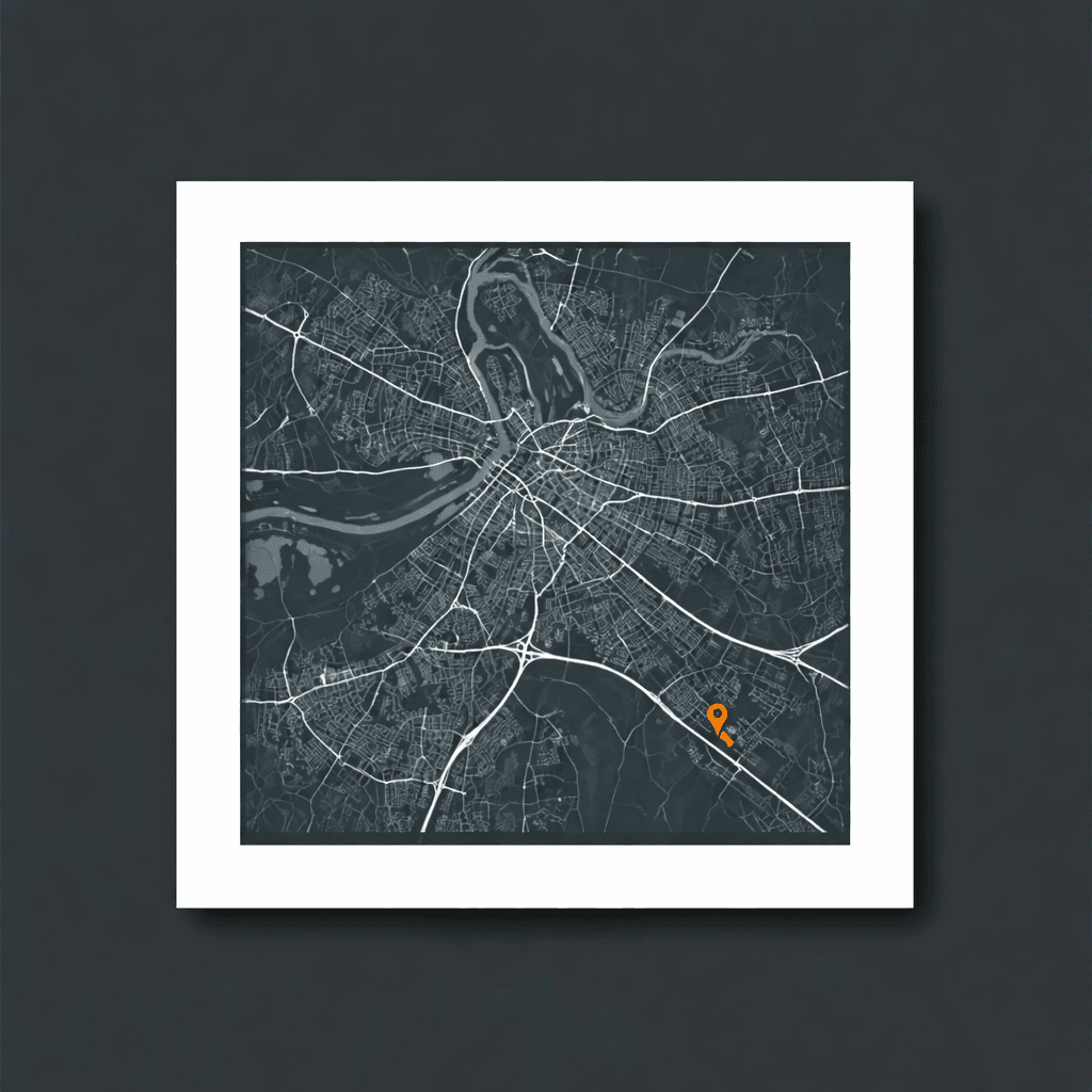 Minimalist map of Limerick city centre with a single marked point.